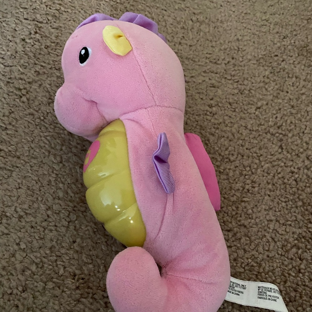 Fisher-Price Soothe & Glow Seahorse, blue, plush sound machine toy for baby